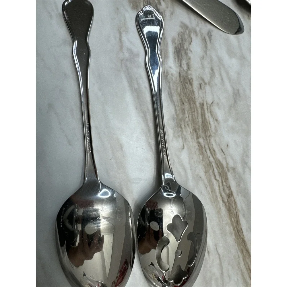 ONEIDA MORNING BLOSSOM‎ 5 PIECE HOSTESS SET - STAINLESS BURNISH HANDLE